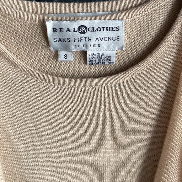 Sak’s Fifth Avenue Crème Silk Cashmere Sweater&Cardigan Set Belford Petite Small - Picture 7 of 12